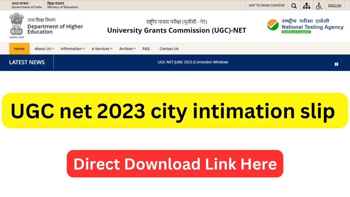 UGC net 2023 city intimation slip admit card released